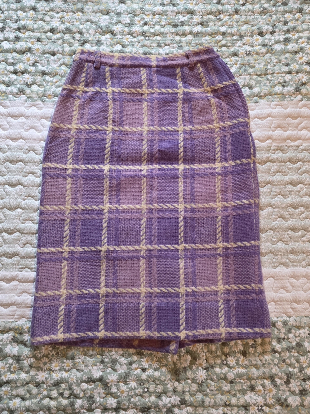 Vintage Purple Plaid Pencil Skirt
